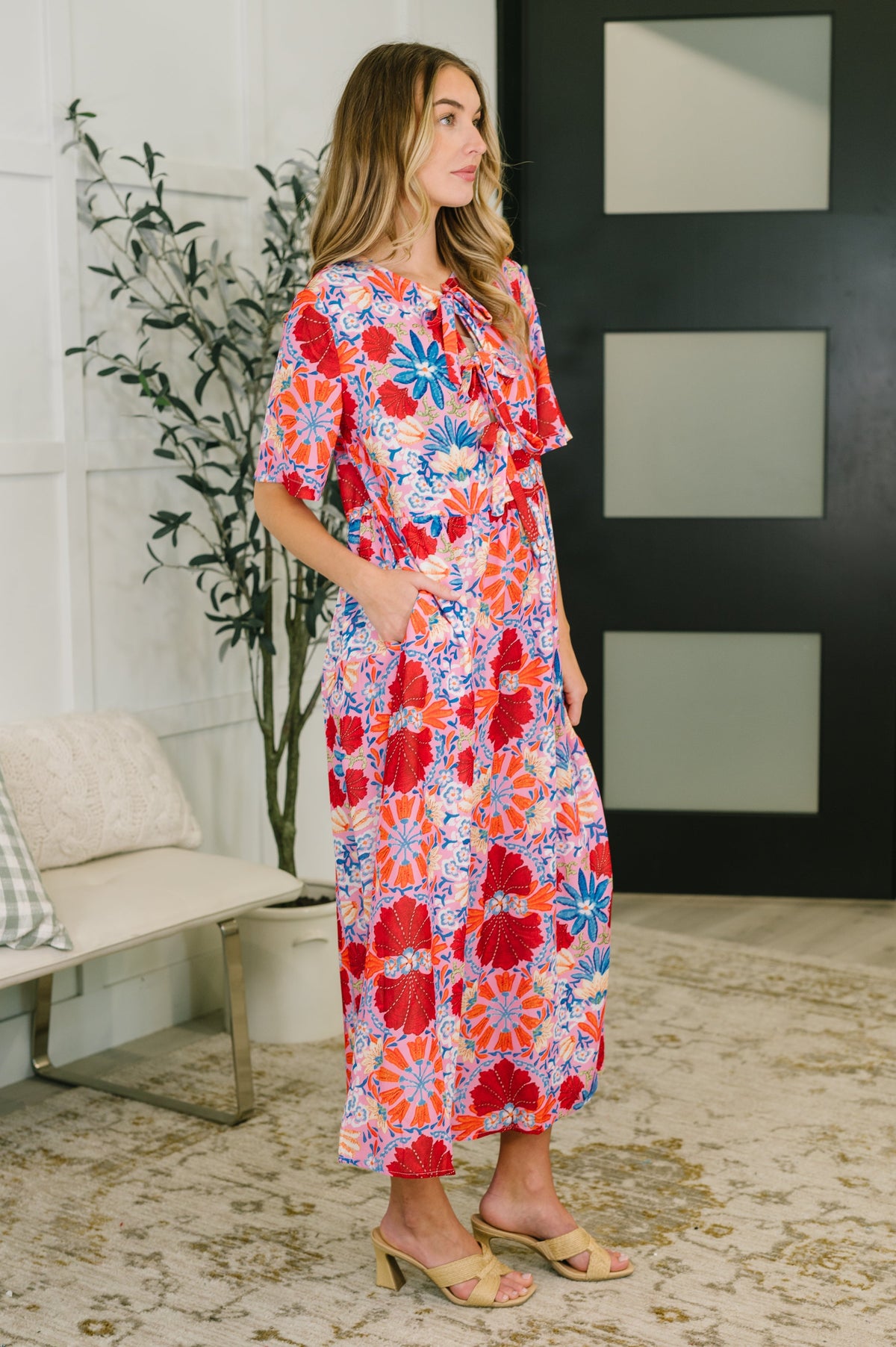 Hazel Blues® |  Art of Loving Bow Detail Floral Dress