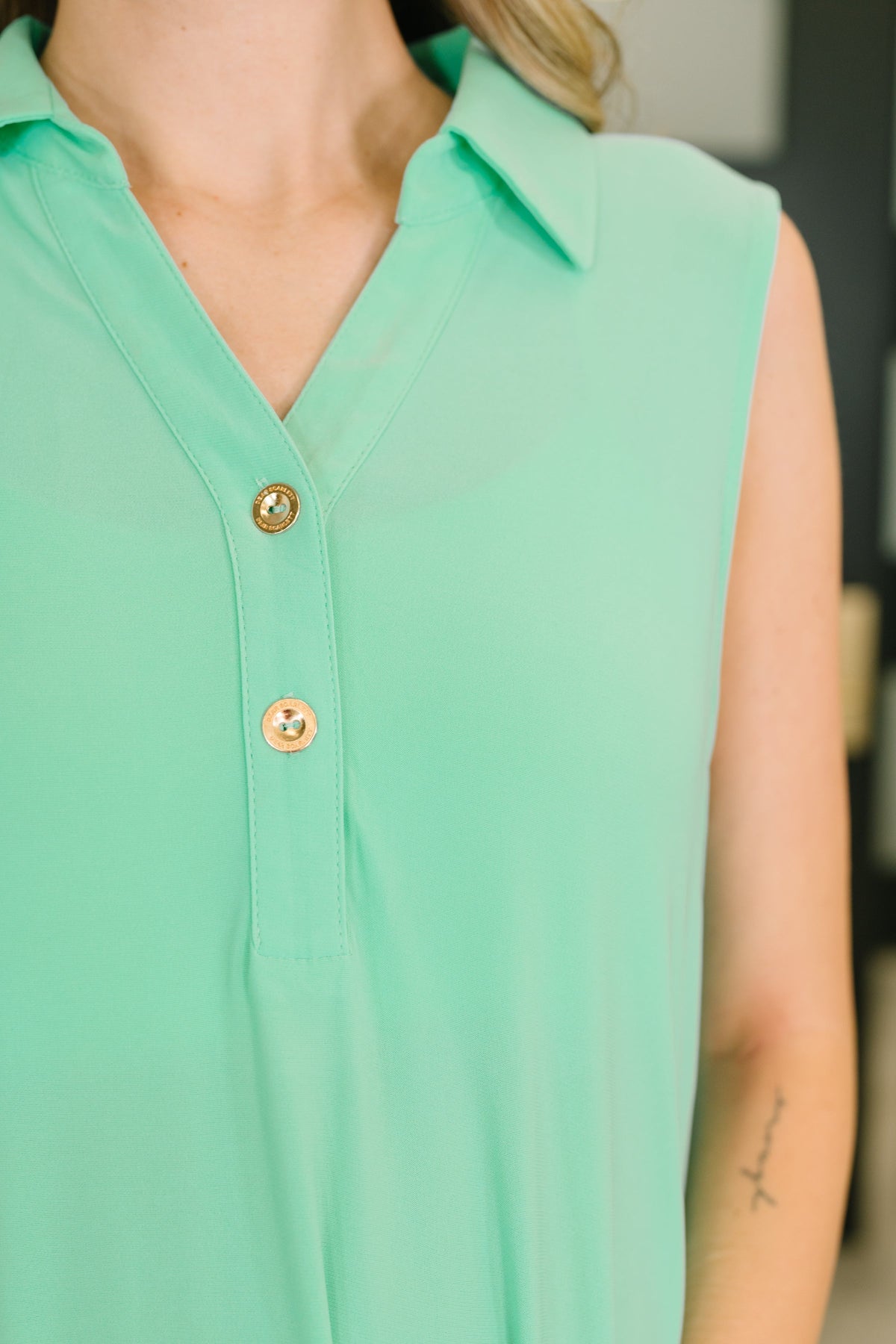 Hazel Blues® |  Coral Sands Collared Tank Dress in Aqua Mint