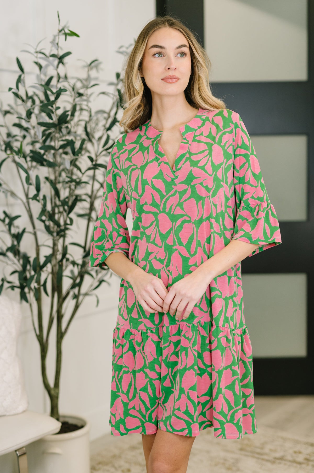 Hazel Blues® |  Lizzy Sunday Dress in Emerald Abstract Floral- 3/3/2026 NEW
