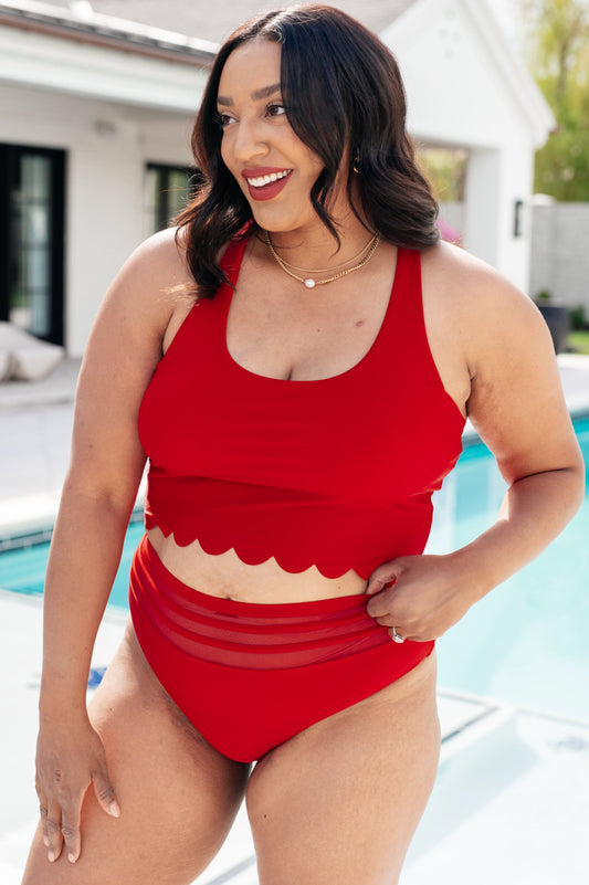 Hazel Blues® | Tonga Scalloped High Waisted Swim Bottoms