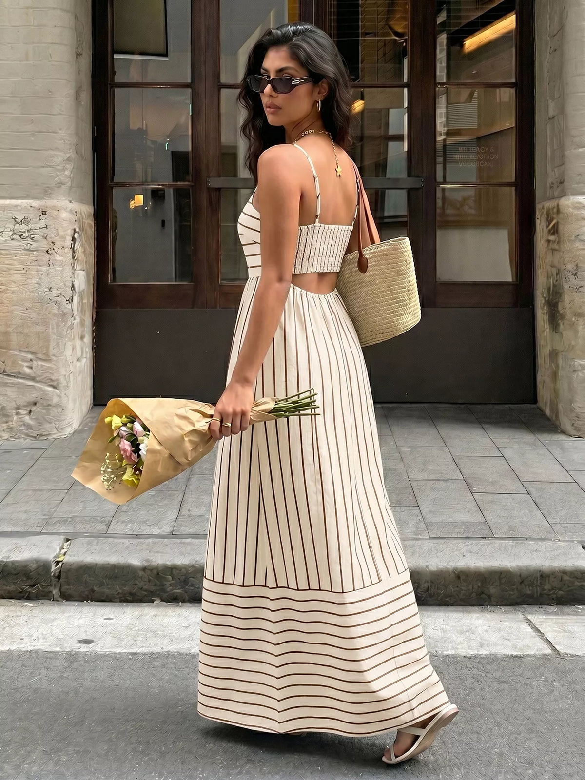 Hazel Blues® |  Striped Print Spaghetti Strap Maxi Dress