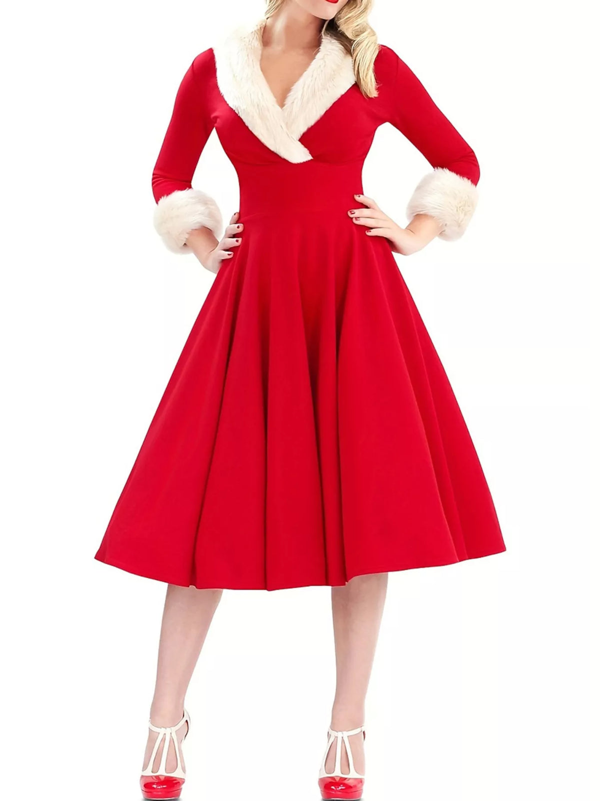 Hazel Blues® |  Faux Fur Trim Christmas Dress