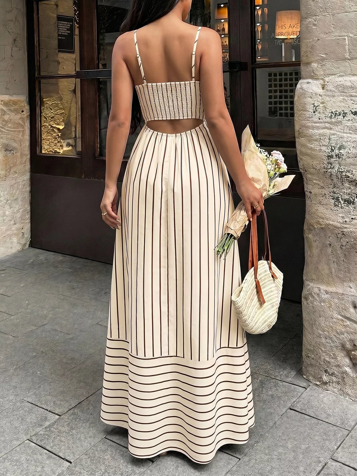 Hazel Blues® |  Striped Print Spaghetti Strap Maxi Dress
