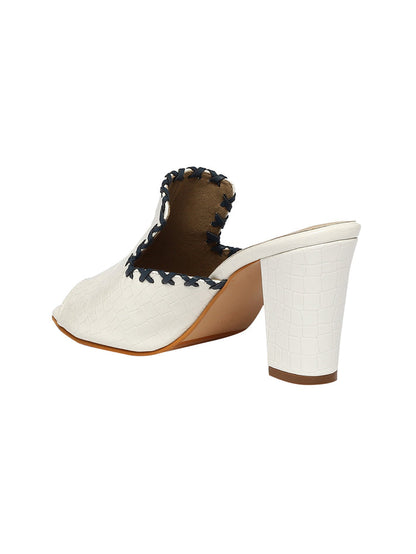 Amelia White Block Heels