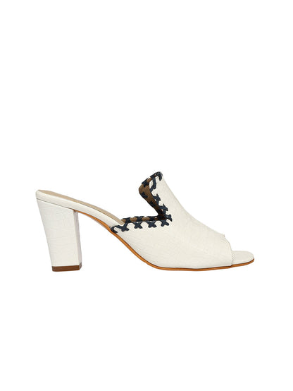 Amelia White Block Heels