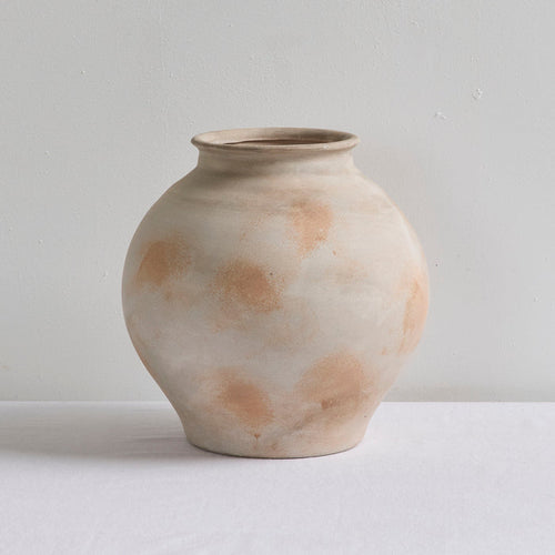 Antique Large Ornament - Rustic, large round rustic ceramic ornament with an earthy multi-toned finish