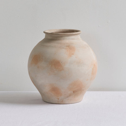 Antique Large Ornament - Rustic, large round rustic ceramic ornament with an earthy multi-toned finish