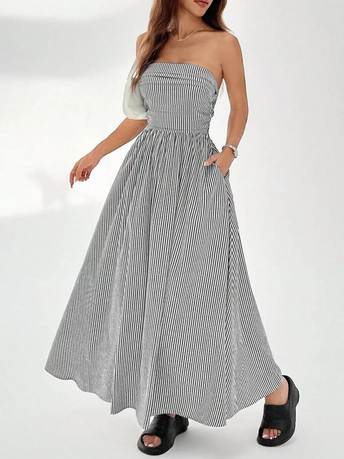 Hazel Blues® |  Striped Strapless Casual Maxi Dress