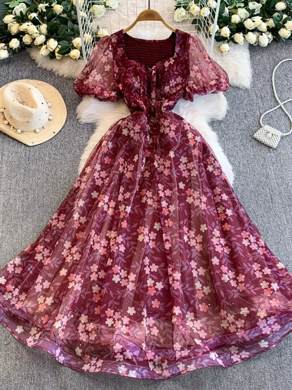 Hazel Blues® |  Sweetheart Neck Puff Sleeve Dress