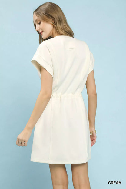 Hazel Blues® |  Umgee Knit Zip Front Drawstring Dress