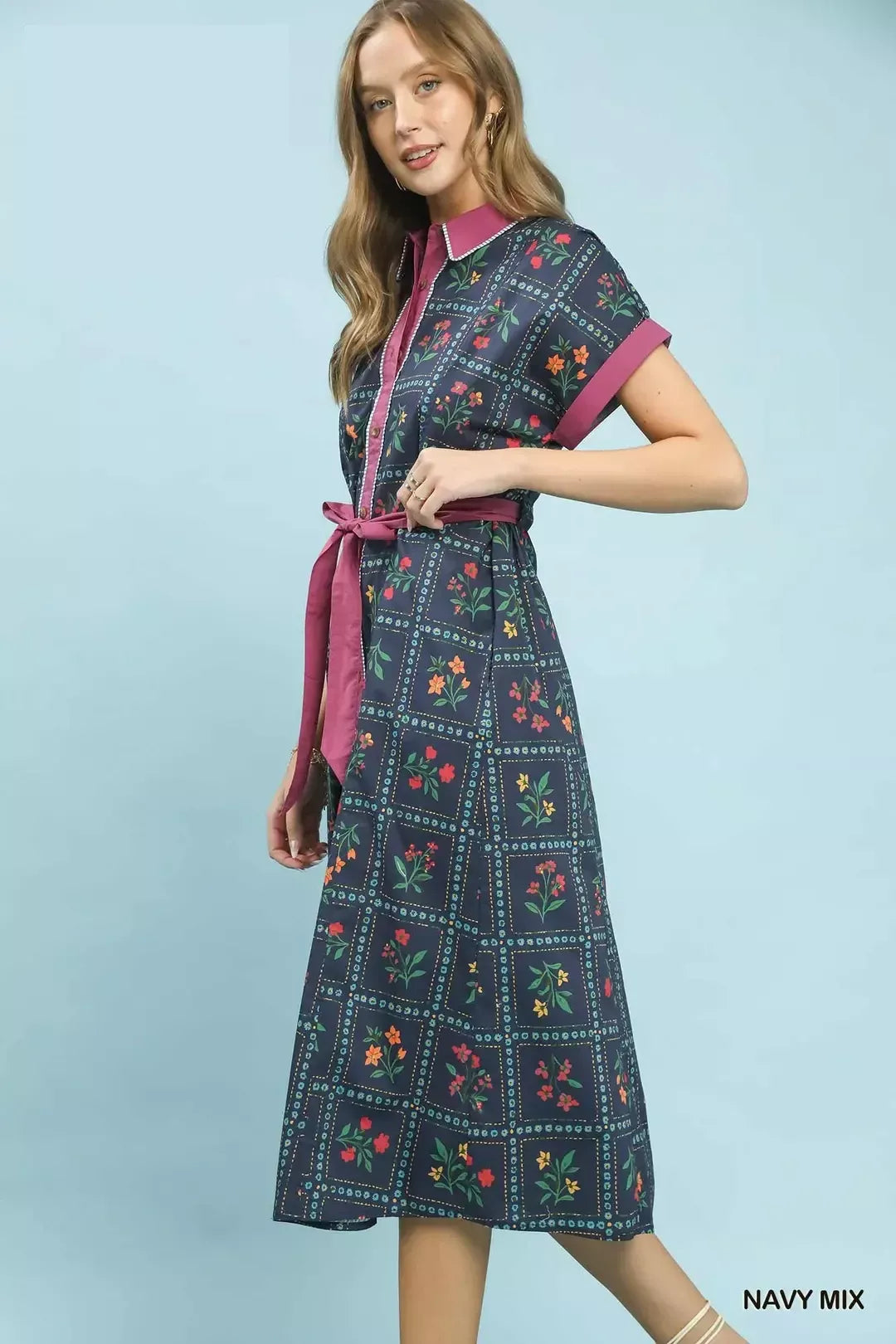 Hazel Blues® |  Umgee Mix Floral Button-Front Midi Dress