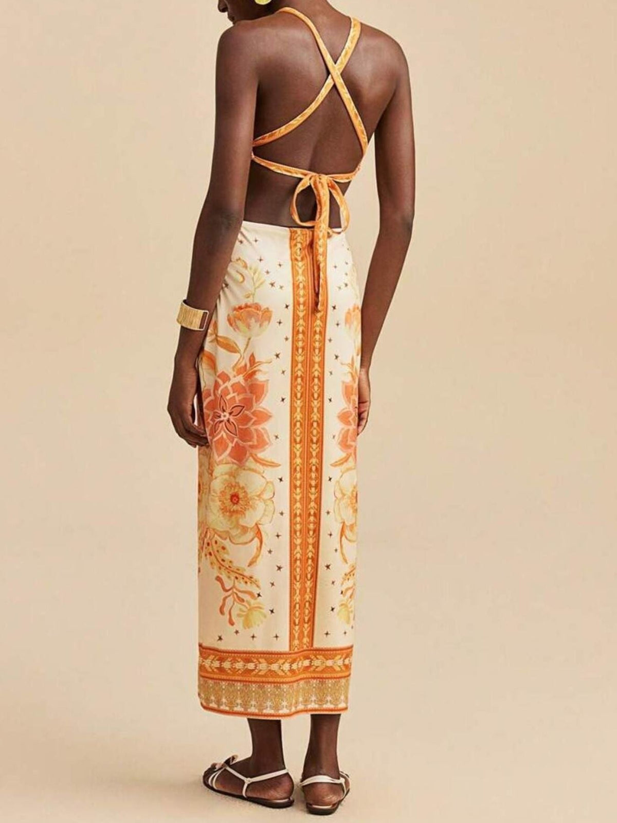 Hazel Blues® |  Floral Print Halter Neck Maxi Dress