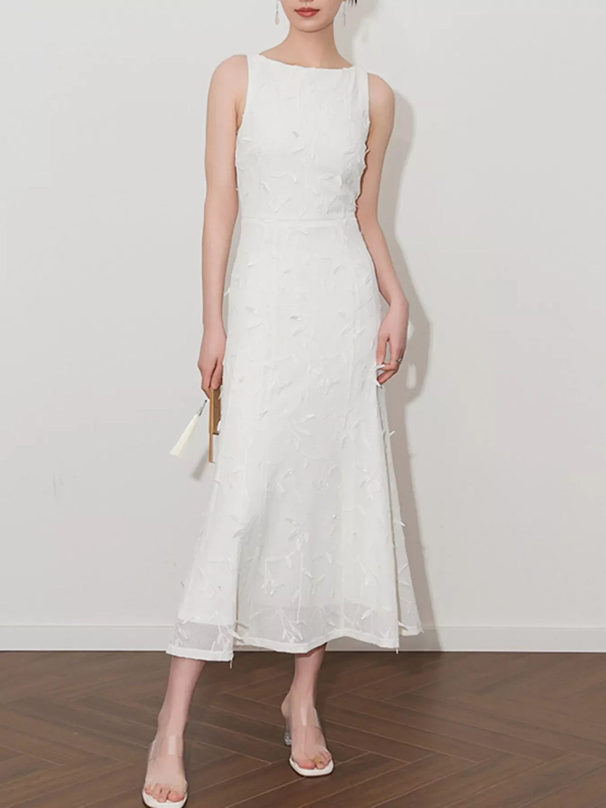 Hazel Blues® |  Sleeveless Floral Applique Midi Dress