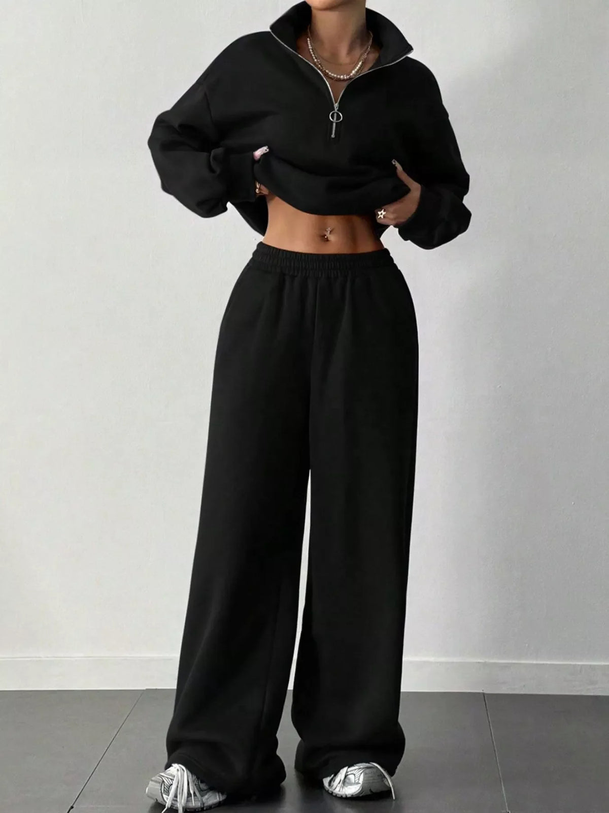 Hazel Blues® |  Half-Zip Long Sleeve Sweatshirt and Pants Set