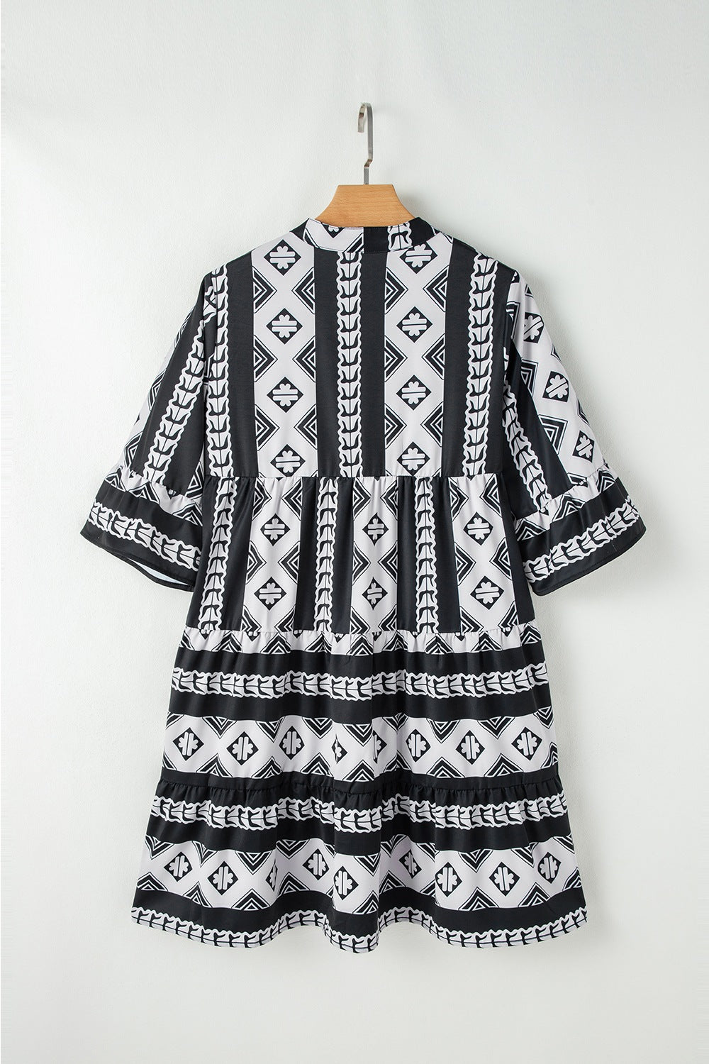 Hazel Blues® |  Geometric Print Ruffle Hem Mini Dress