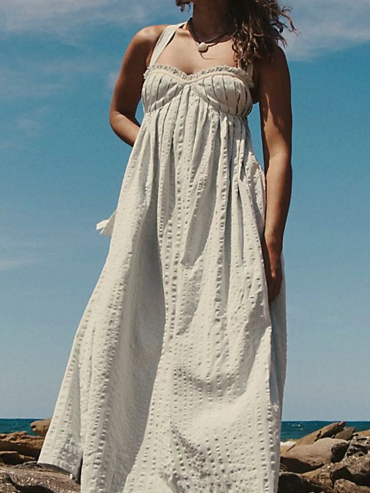 Hazel Blues® |  Sweetheart Neck Midi Dress