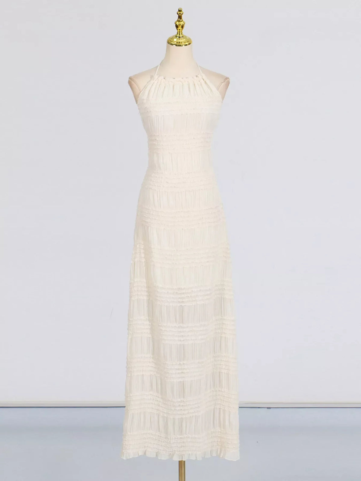 Hazel Blues® |  Ruched Halter Neck Maxi Dress