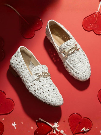 Cora White Flat Loafers