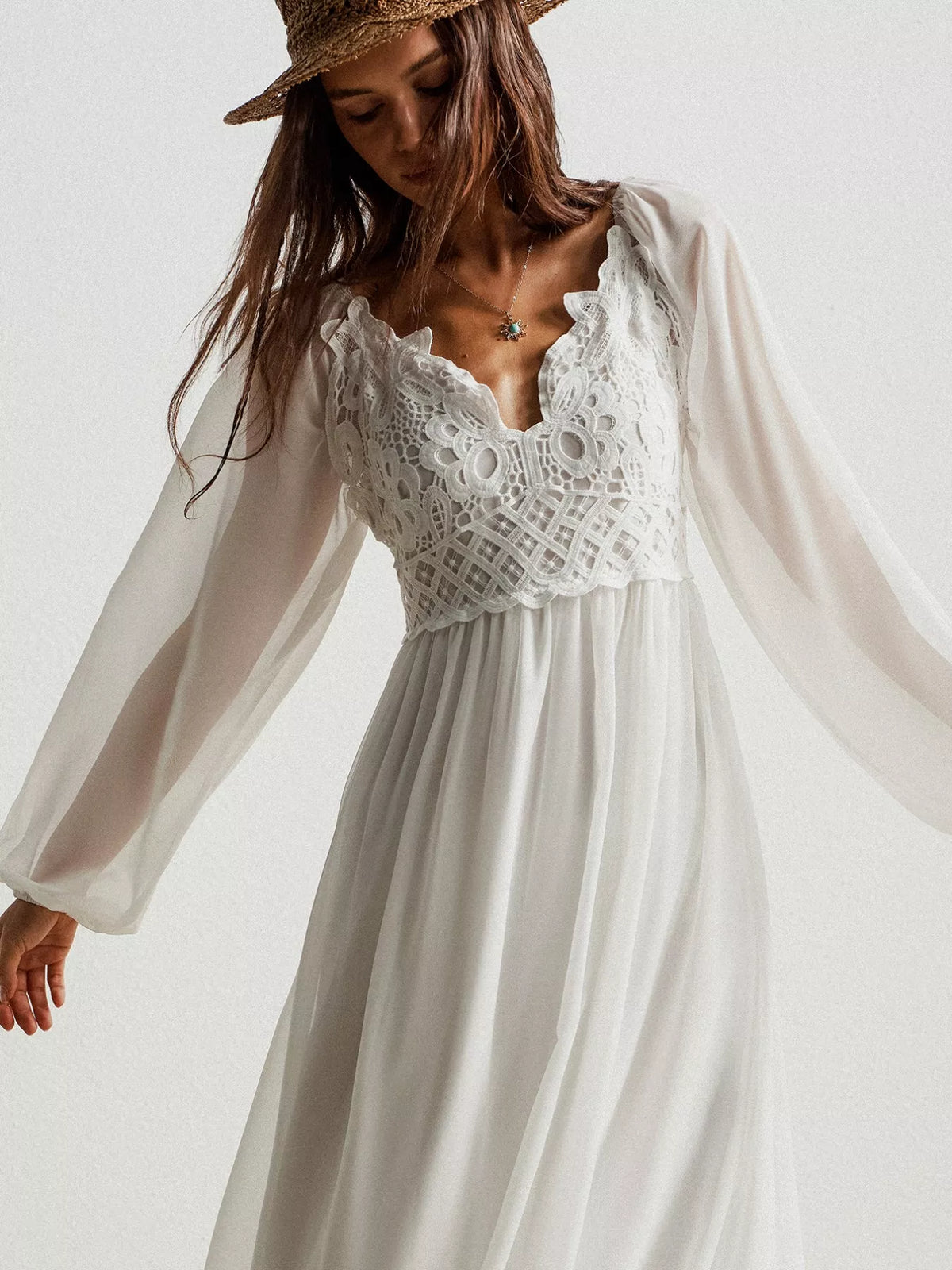Hazel Blues® |  Boho Chic Crochet Lace Maxi Dress