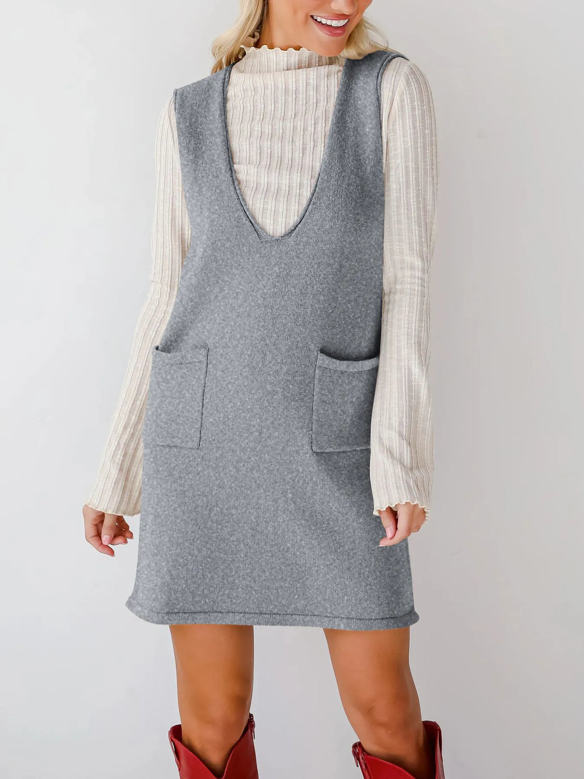 Hazel Blues® |  Sleeveless Knit Dress with Pockets