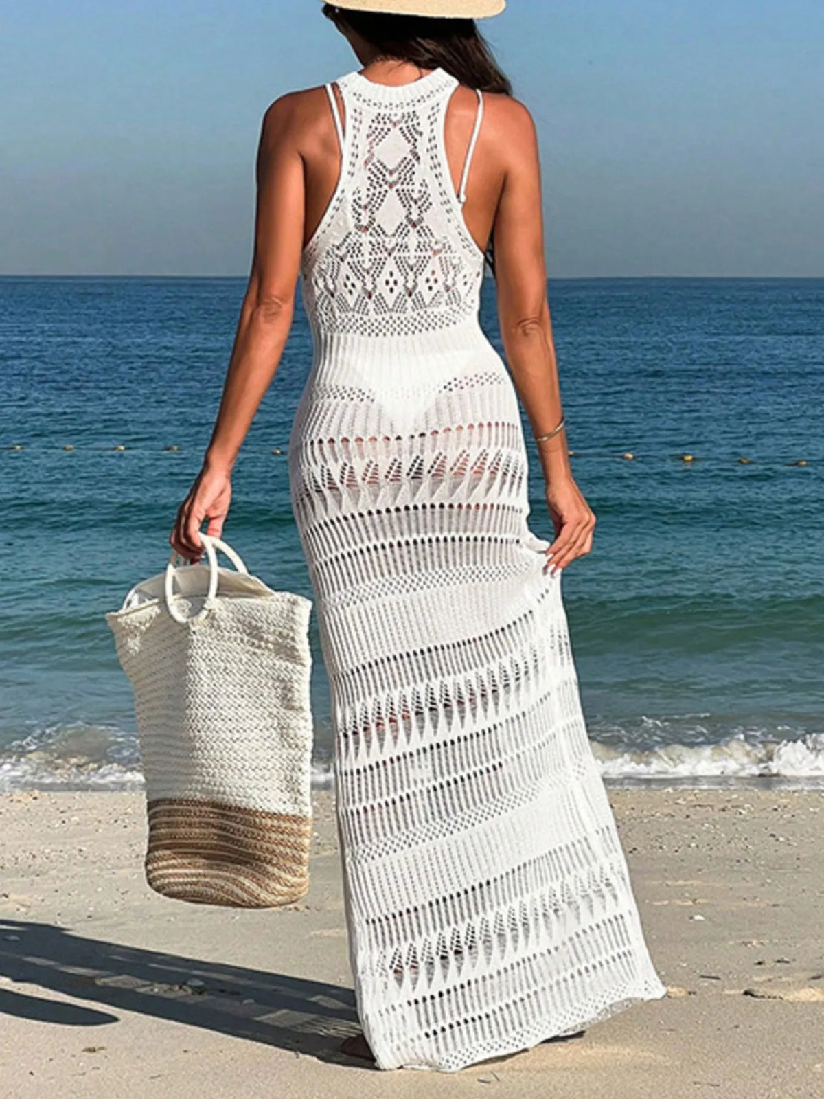 Hazel Blues® | Crochet Sleeveless Split Cover-Up Maxi Dress