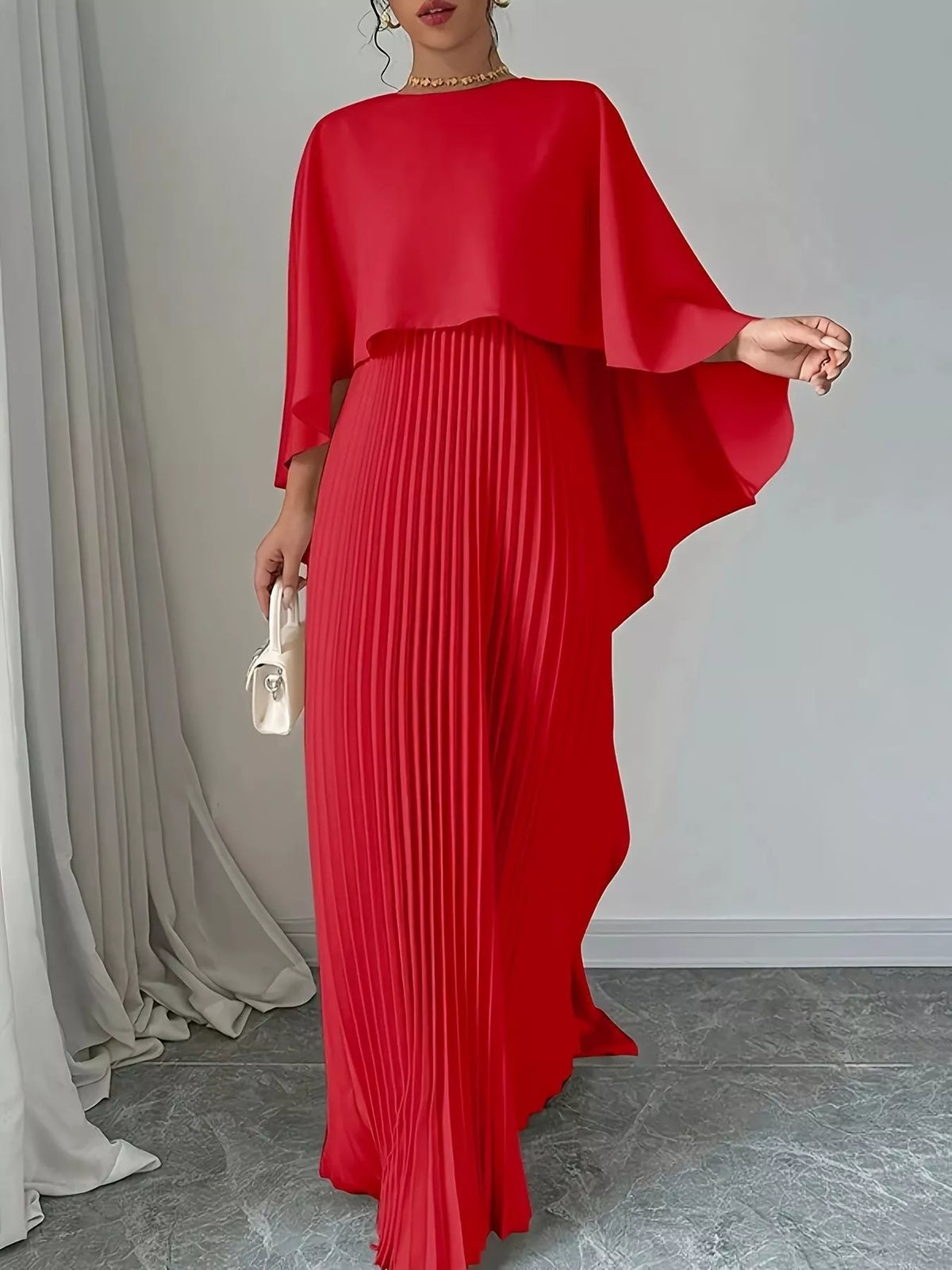 Hazel Blues® |  Cape Pleated Maxi Dress