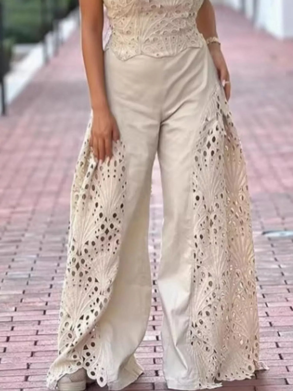 Hazel Blues® |  Hollow-Out Tube Top and Pants Two-Piece Set