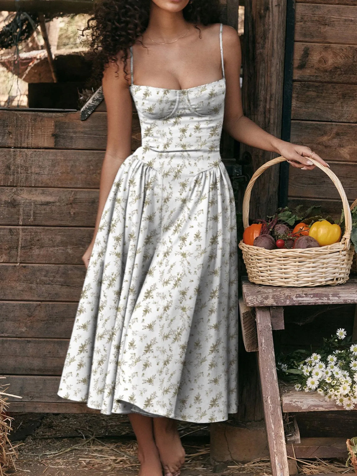 Hazel Blues® |  Ruched Sweetheart Neck Cami Dress