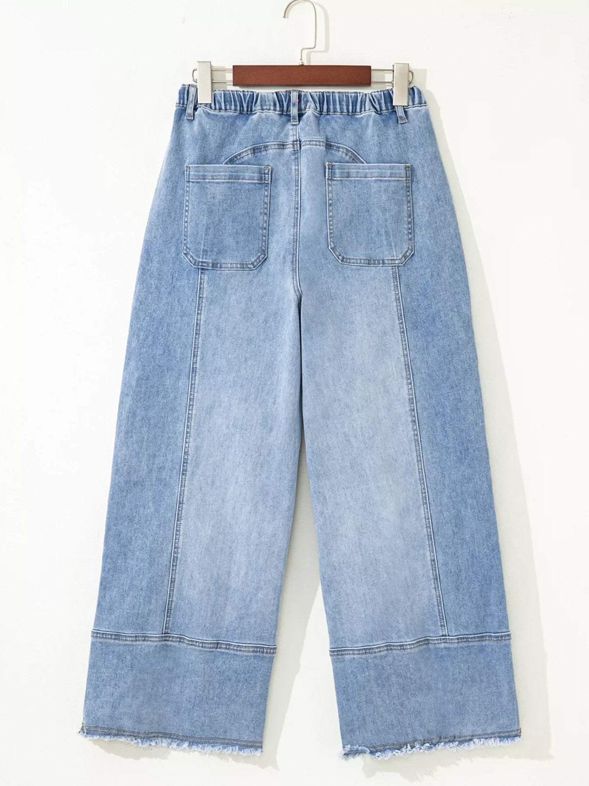 Hazel Blues® |  Wide Leg Drawstring Raw Hem Jeans