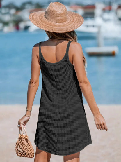 Hazel Blues® |  Textured Scoop Neck Cami Dress