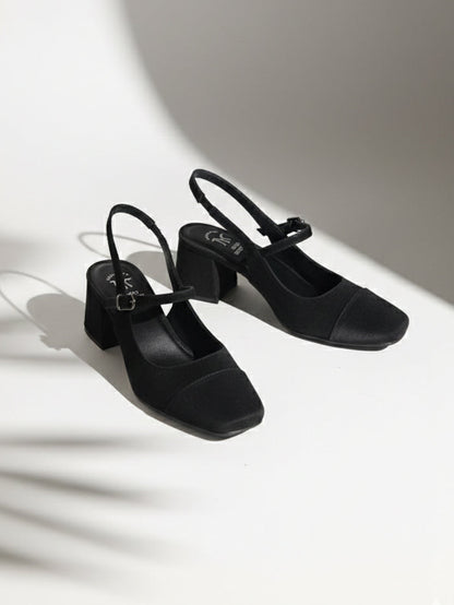 Elin Black Block Heels