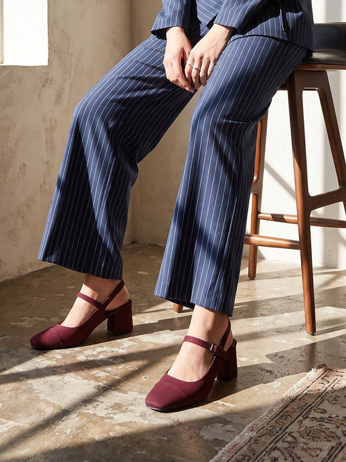 Elin Maroon Block Heels