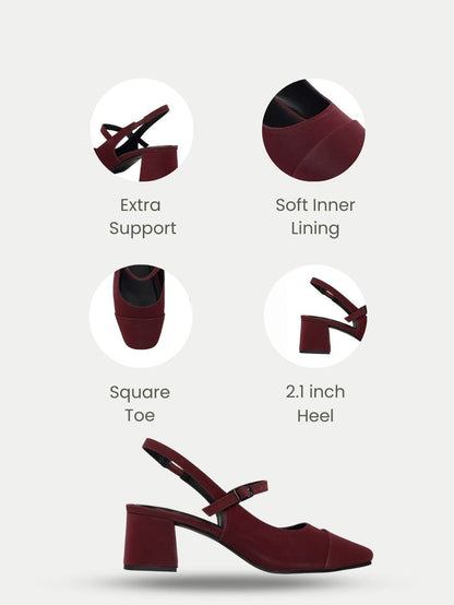 Elin Maroon Block Heels