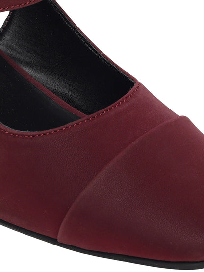 Elin Maroon Block Heels