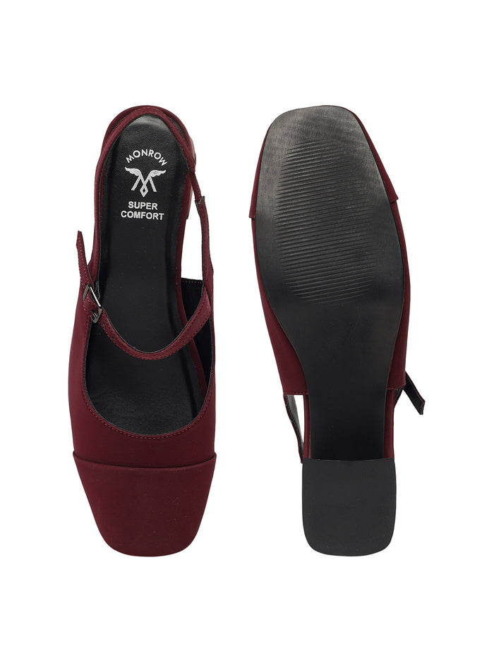 Elin Maroon Block Heels