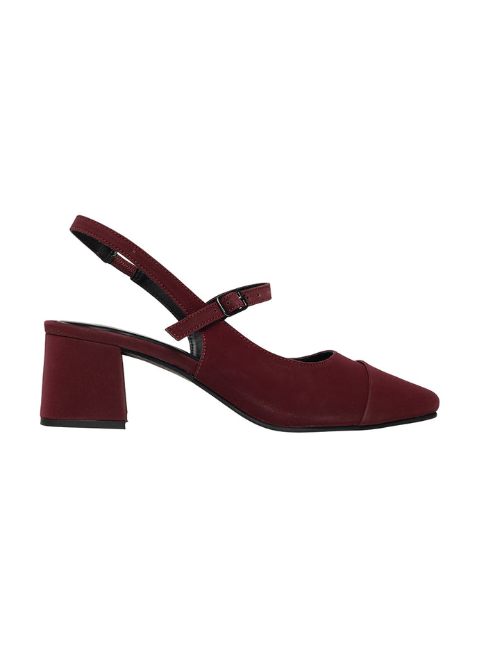 Elin Maroon Block Heels