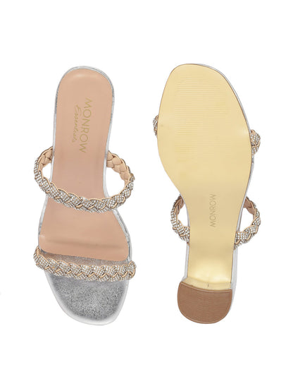 Erica Silver Block Heels