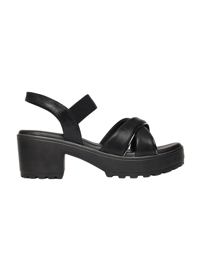 Evyra Black Platform Heels