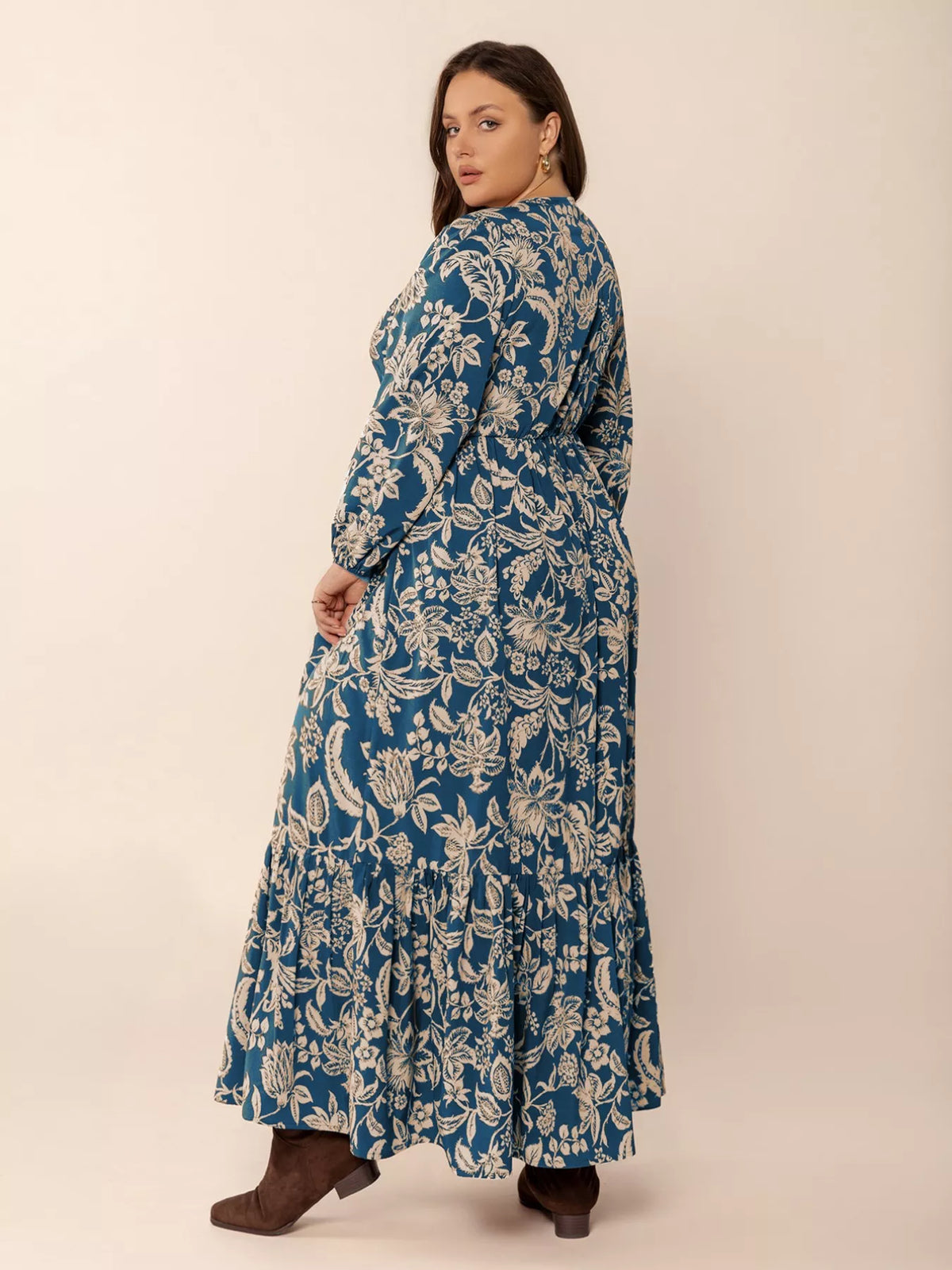 Hazel Blues® | Boho Floral Print Long Sleeve Maxi Dress