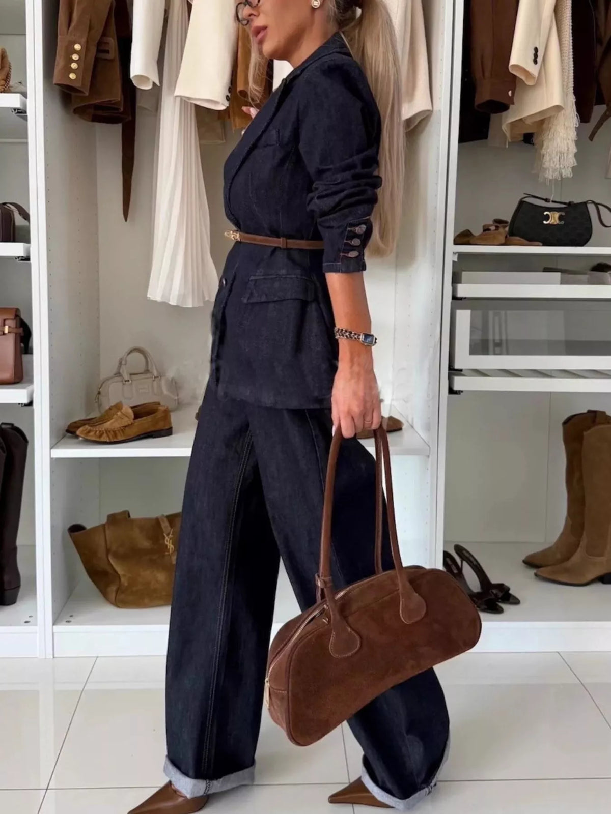 Hazel Blues® |  Single-Breasted Blazer and Jeans Denim Set