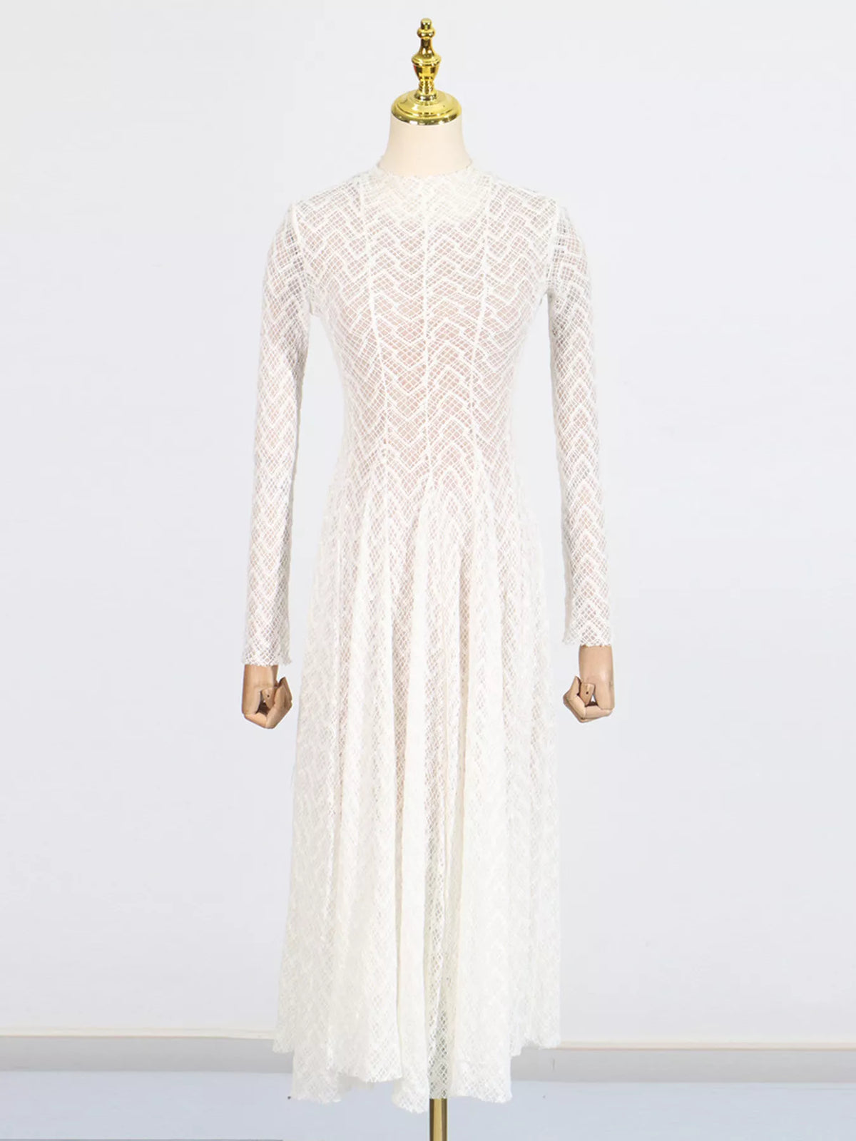 Hazel Blues® |  Lace Mock Neck Long Sleeve Maxi Dress