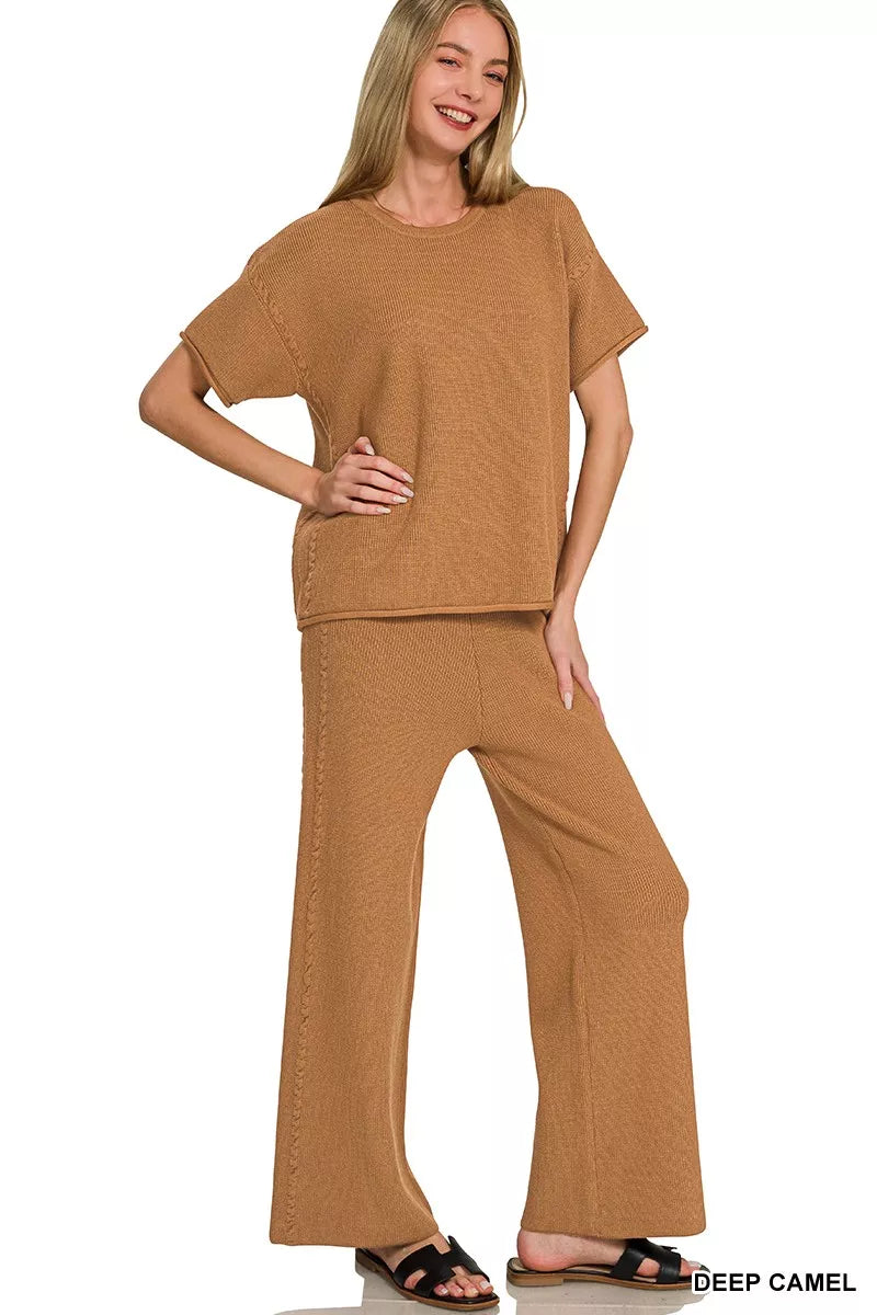 Hazel Blues® |  Zenana Viscose Round Neck Top & Pants Set