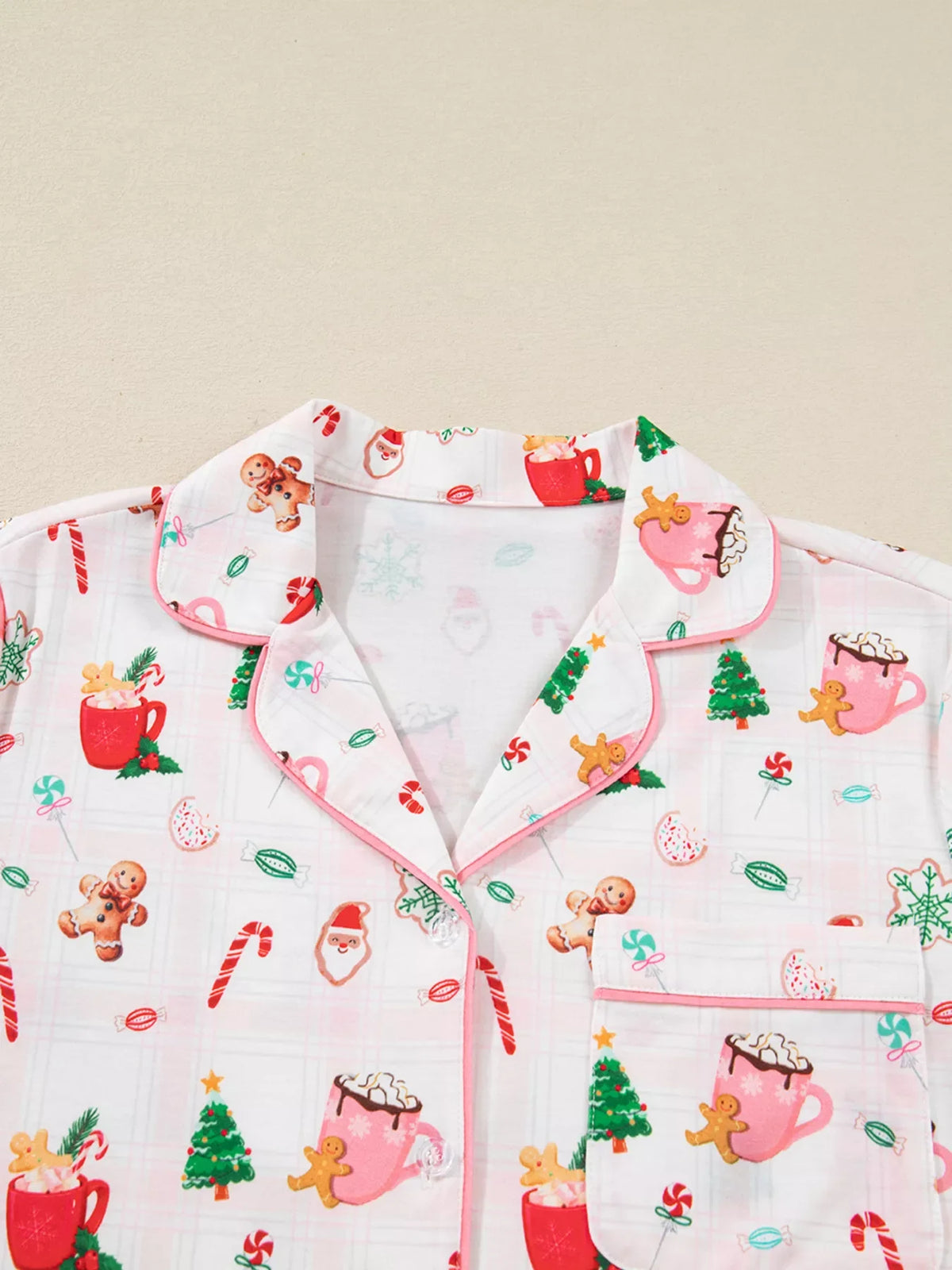 Hazel Blues® |  Christmas Spirit Cute Holiday Print Short Sleeve Shirt and Pants 2pcs Pajama Set
