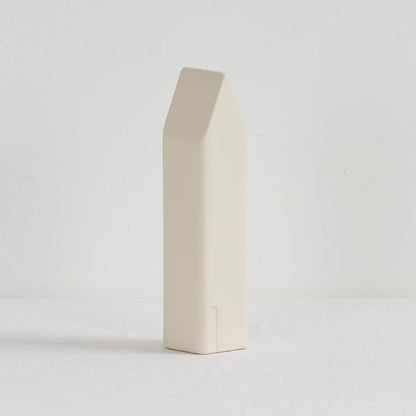 Little House Ornament - Tall - Bone, minimalist Scandinavian-inspired bone home decor ornament with a tall angular house silhouette