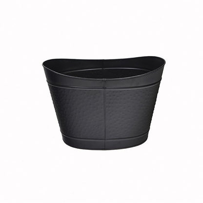 Log Holder - Large Black Hammered Metal Bin