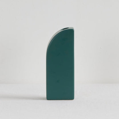 Mono Arch Vase - Green, minimalist green ceramic vase with a sculptural curved arch silhouette