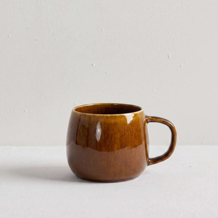 Orange ceramic glazed wide mug