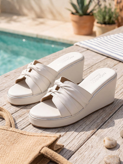 Olira White Wedge Heels