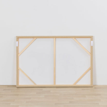 On The Prowl Framed Artwork rear view showing light timber frame, canvas backing and stretcher supports
