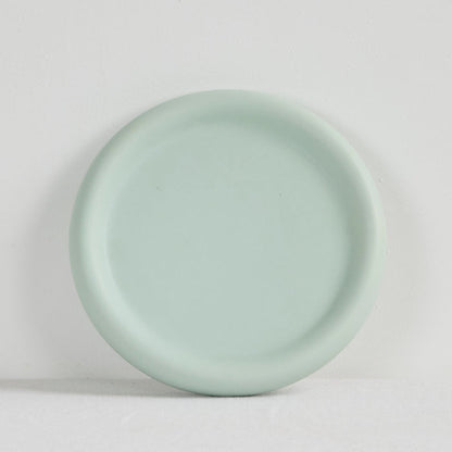 Pebble Medium Tray - Sage, round sage green tray with a softly raised rim and smooth matte finish